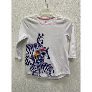 J. Khaki Zebra Animal JK Top Shirt Girl's Sz Medium Screen Tee Long Sleeves